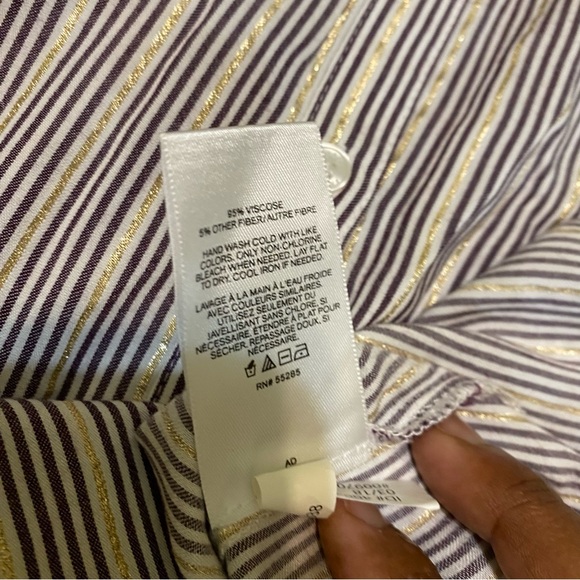 24. ⭐️ Express Purple and Gold Striped Shirt - Picture 5 of 7